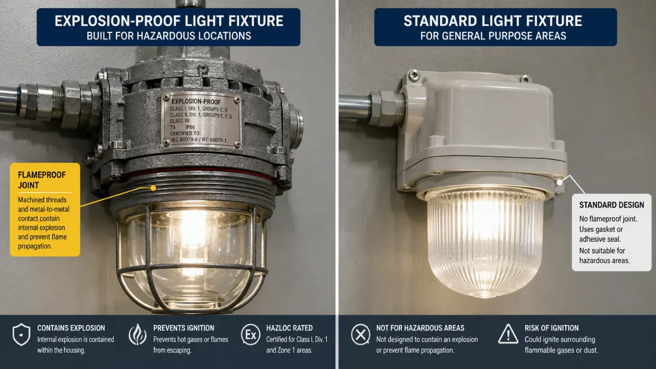 Explosion Proof Lighting, Junction Boxes, and Distribution Boards vs Standard Electrical: What Actually Changes