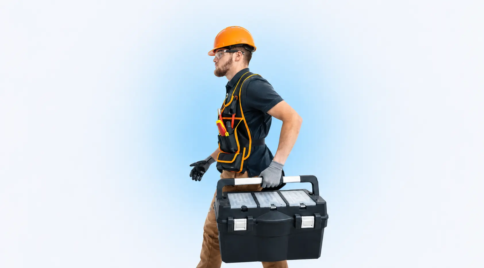 Techno Control field engineer carrying an instrumentation tool case